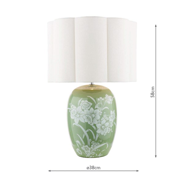 (image for) Laura Ashley Pashley Table Lamp Green Ceramic and Polished Chrome With Shade